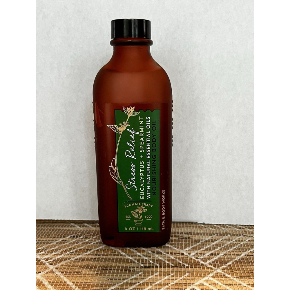 Bath & Body Works Stress Relief EUCALYPTUS SPEARMINT Moisturizing Body Oil 4 oz